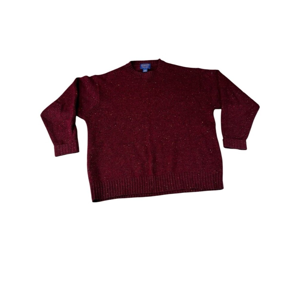 Pendleton 100% Virgin Wool Crewneck Sweater Mens L Burgundy Donegal Fleck Y2K